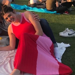 PInk and Red Stretchy tank Maxi Dress